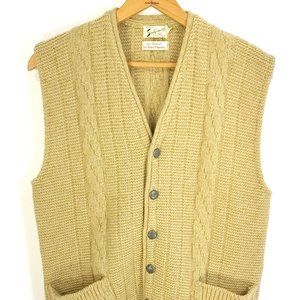 Vtg Sedgewick Sportwear Sweater Vest Men's XL Tan Wool Blend USA Grandpacore